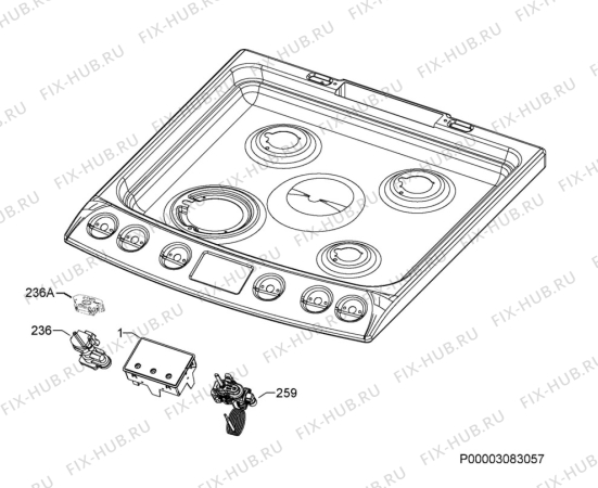 Взрыв-схема плиты (духовки) Electrolux EKG6121AOK - Схема узла Command panel 037