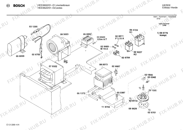 Взрыв-схема плиты (духовки) Bosch HEE6602 - Схема узла 04