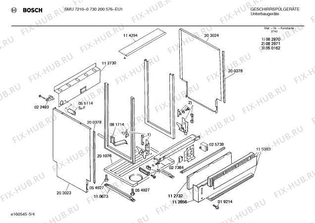 Взрыв-схема посудомоечной машины Bosch 0730200576 SMU7210 - Схема узла 04