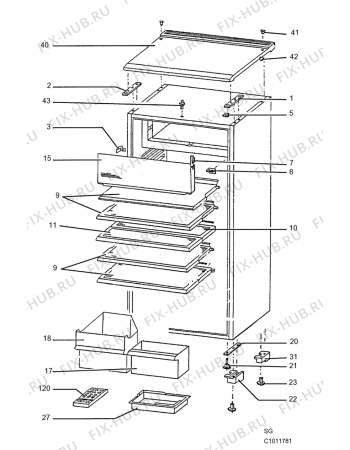 Взрыв-схема холодильника Aeg S2332-2KA - Схема узла C10 Cabinet/Interior