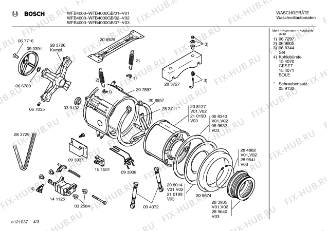 Взрыв-схема стиральной машины Bosch WFB4000GB - Схема узла 03