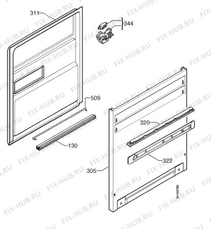 Взрыв-схема посудомоечной машины Zanussi ZDM6837W - Схема узла Door 003