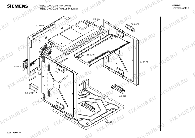 Схема №5 HB27040CC с изображением Панель для плиты (духовки) Siemens 00288137