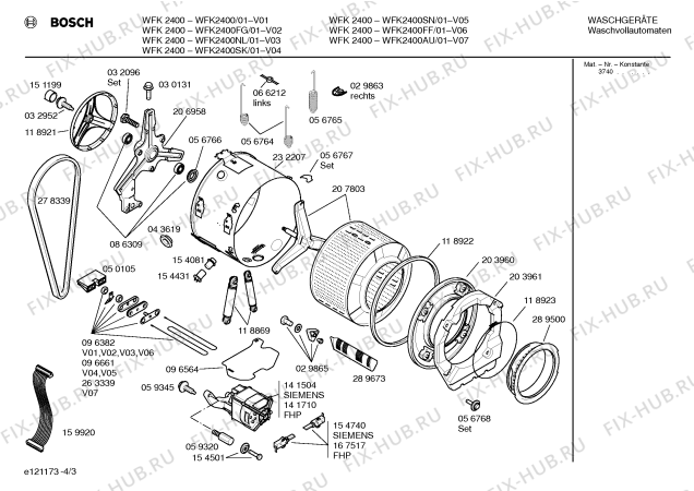 Схема №3 WFK2400AU WFK2400 с изображением Нагревательный элемент для стиралки Bosch 00263339