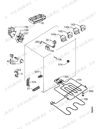 Взрыв-схема плиты (духовки) Zanussi ZHM725W - Схема узла Functional parts