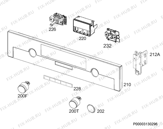 Взрыв-схема плиты (духовки) Aeg BPE531221M - Схема узла Command panel 037