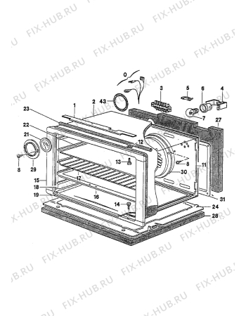 Взрыв-схема плиты (духовки) Electrolux EK6408/1 - Схема узла Oven equipment