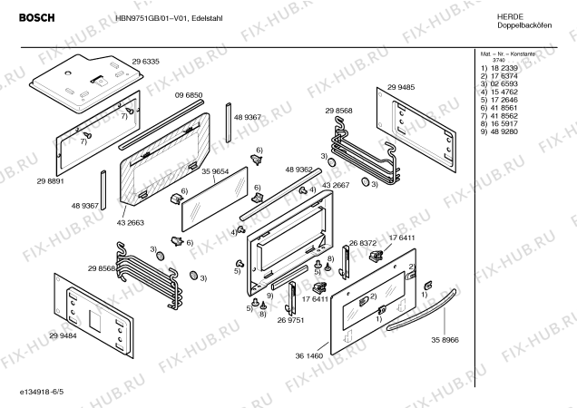 Взрыв-схема плиты (духовки) Bosch HBN9751GB - Схема узла 05