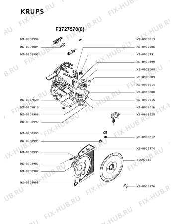 Взрыв-схема ломтерезки Krups F3727570(0) - Схема узла 7P002502.7P2