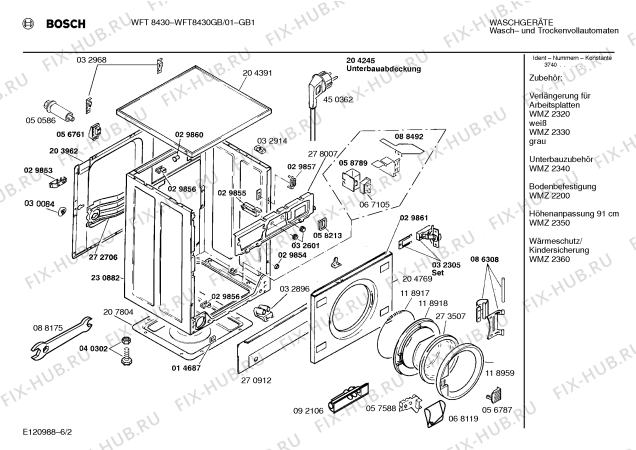Схема №4 WFT8430GB WFT8430 с изображением Панель для стиральной машины Bosch 00286164