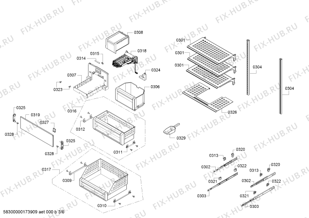 Схема №6 B30IR800SP Bosch с изображением Крышка для холодильной камеры Bosch 00709473