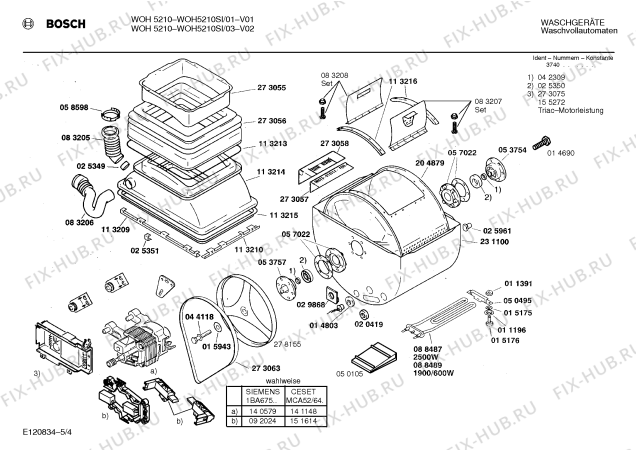 Взрыв-схема стиральной машины Bosch WOH5210SI, WOH5210 - Схема узла 04