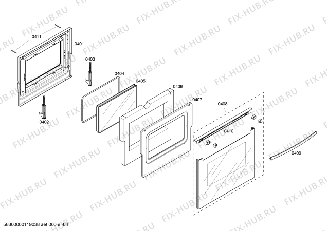 Взрыв-схема плиты (духовки) Bosch HES7062U - Схема узла 04