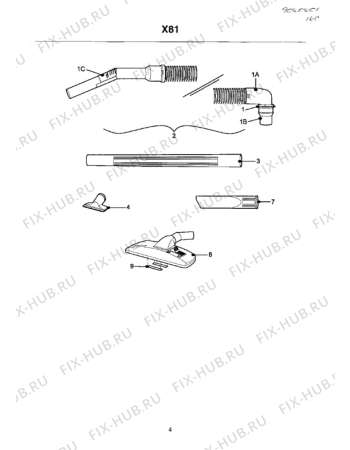 Взрыв-схема комплектующей Electrolux X81 - Схема узла Hose