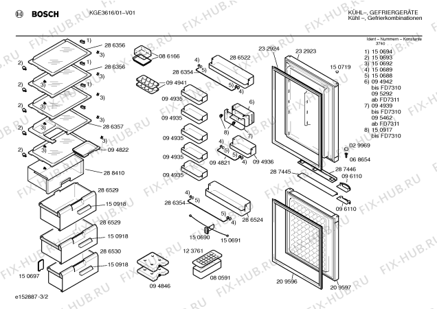 Взрыв-схема холодильника Bosch KGE3616 - Схема узла 02