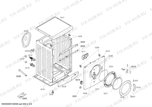 Взрыв-схема стиральной машины Bosch WFO2462FR Maxx WFO 2462 - Схема узла 02