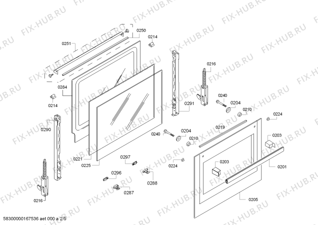 Схема №5 HBA74S421E H.BO.PY.L3D.IN.GLASS.B4/.B.E3_COT/ с изображением Внешняя дверь для электропечи Bosch 00688960