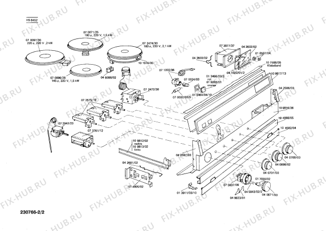 Взрыв-схема плиты (духовки) Siemens HS6452 - Схема узла 02
