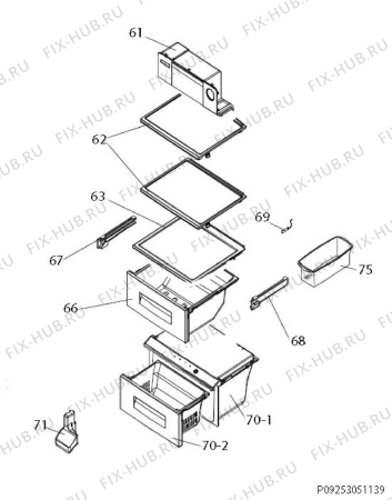 Взрыв-схема холодильника Electrolux EAL6240AOU - Схема узла Internal parts refrigerator