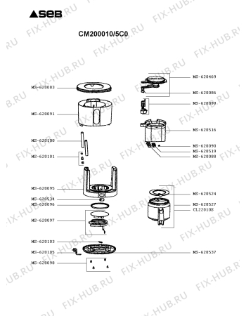 Схема №1 CM200010/5C0 с изображением Сосуд для кофеварки (кофемашины) Seb MS-620527