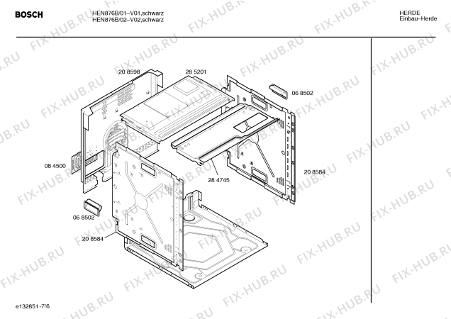 Взрыв-схема плиты (духовки) Bosch HEN876B - Схема узла 06