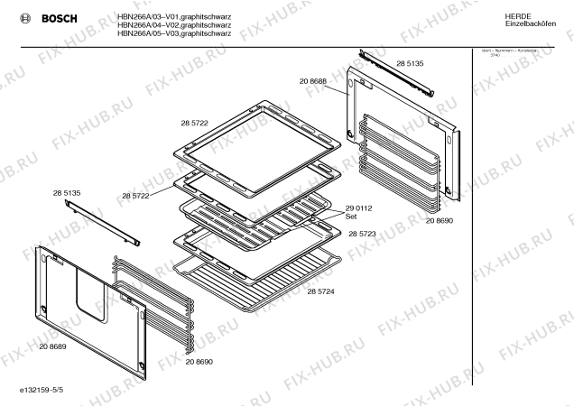 Схема №5 HBN566ACC с изображением Клавиша Bosch 00069337