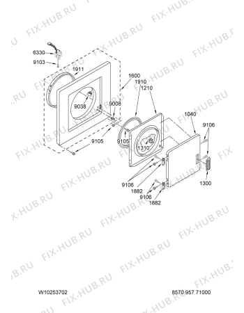 Схема №10 3LTE5243 AWM 911 с изображением Уплотнитель (прокладка) для стиральной машины Whirlpool 481900696541