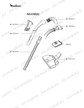 Взрыв-схема пылесоса Moulinex AEJC5E(0) - Схема узла WP002285.6P2