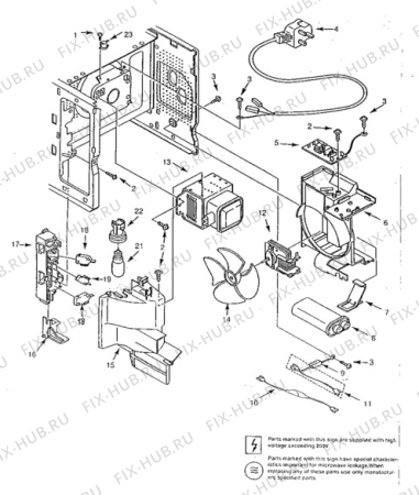 Взрыв-схема микроволновой печи Electrolux EME2396 - Схема узла Electrical equipment