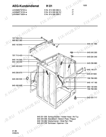 Взрыв-схема стиральной машины Aeg LAV6204 W - Схема узла Housing 001