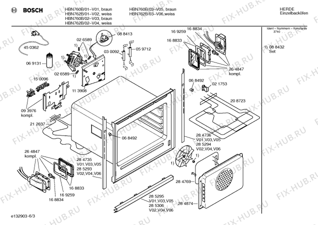 Схема №4 HBN762B с изображением Панель управления для духового шкафа Bosch 00354228