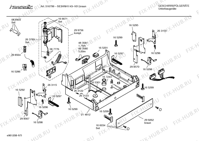 Схема №6 SE3HNH1 premium line с изображением Инструкция по эксплуатации для посудомоечной машины Bosch 00588635