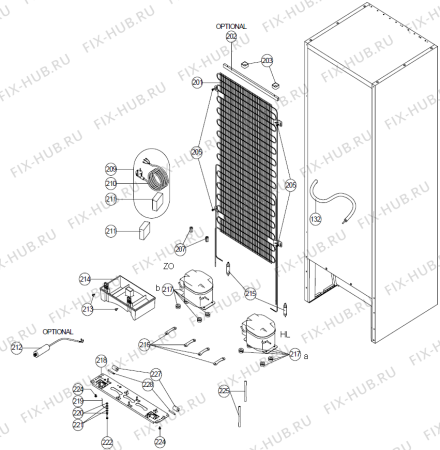 Взрыв-схема холодильника Upo RF121S (410011, HZS35664) - Схема узла 04