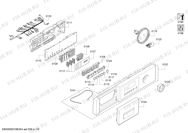 Схема №5 WKD28351HK с изображением Панель управления для стиралки Bosch 11019129