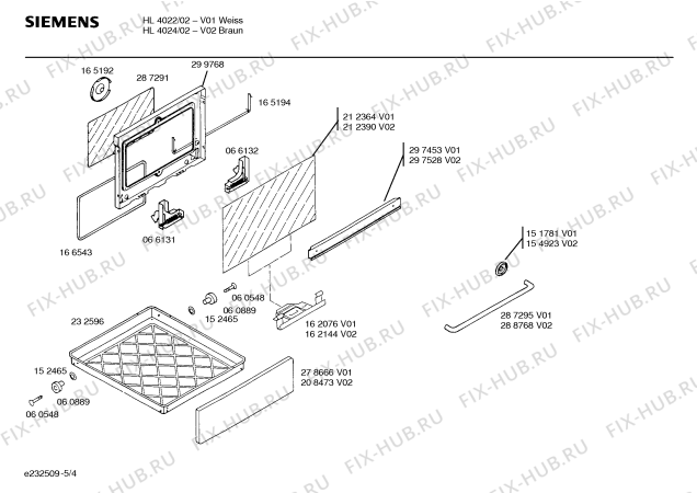 Взрыв-схема плиты (духовки) Siemens HL4022 - Схема узла 04