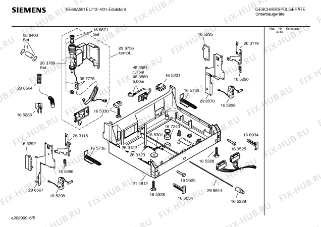 Взрыв-схема посудомоечной машины Siemens SE66A591EU - Схема узла 05