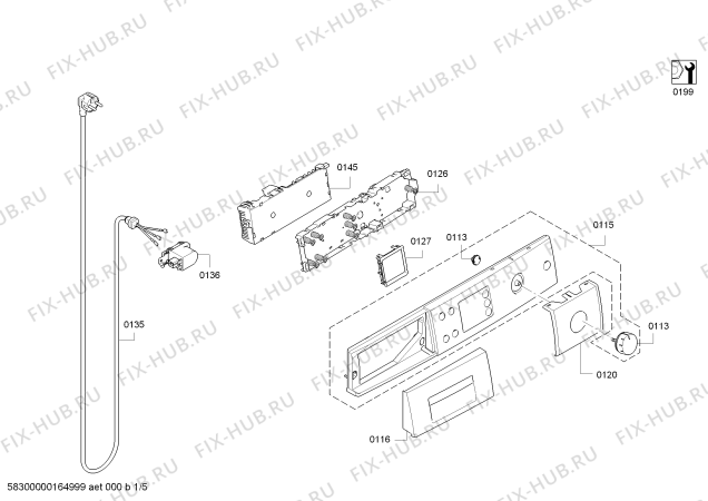 Схема №4 WAS2844B Logixx 8 BlackWash с изображением Ручка для стиральной машины Bosch 00745300