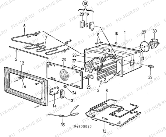 Взрыв-схема комплектующей Electrolux CF6075 - Схема узла H10 Oven Cavity (small)