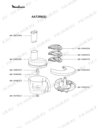Взрыв-схема кухонного комбайна Moulinex AAT3R8(S) - Схема узла IP002392.2P3