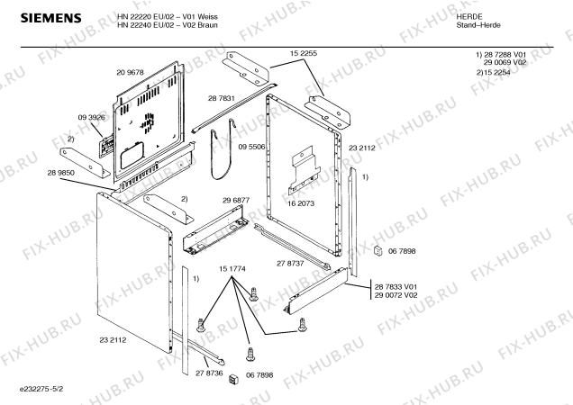 Схема №4 HN28220SF с изображением Планка для духового шкафа Siemens 00297225