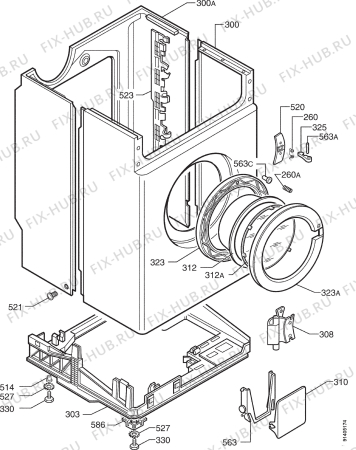 Взрыв-схема стиральной машины Electrolux EW715S - Схема узла Cabinet + armatures