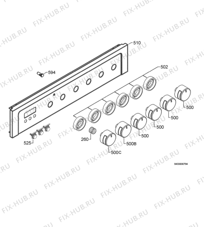 Взрыв-схема плиты (духовки) Rex Electrolux RKK663399X - Схема узла Command panel 037