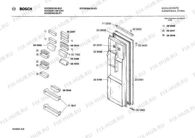 Взрыв-схема холодильника Bosch KIV28305 - Схема узла 02