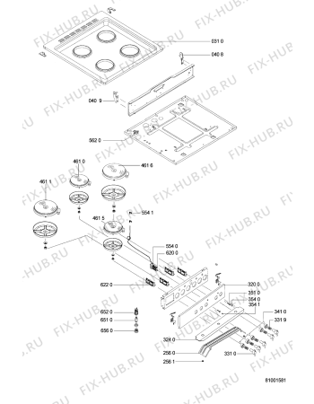 Схема №2 ACM 294/01 GRN с изображением Клавиша для электропечи Whirlpool 481241128591