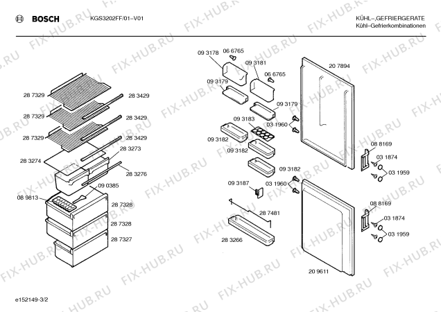 Взрыв-схема холодильника Bosch KGS3202FF - Схема узла 02
