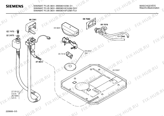 Взрыв-схема стиральной машины Siemens WM38310CH SIWAMAT PLUS 3831 - Схема узла 05
