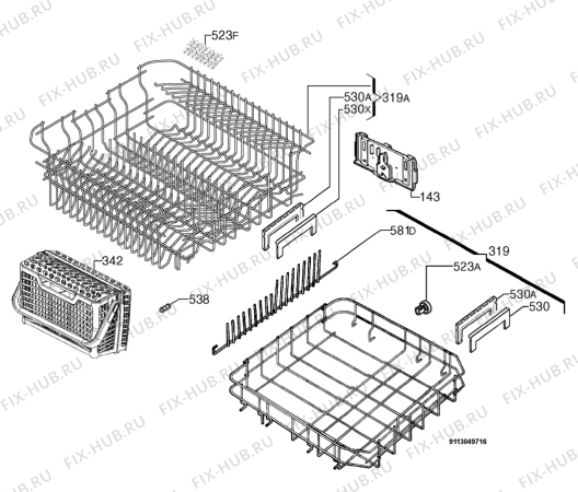 Взрыв-схема посудомоечной машины Rex Electrolux TTH1200SL - Схема узла Basket 160