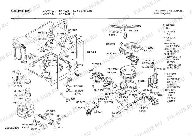 Взрыв-схема посудомоечной машины Siemens SN430341 - Схема узла 02