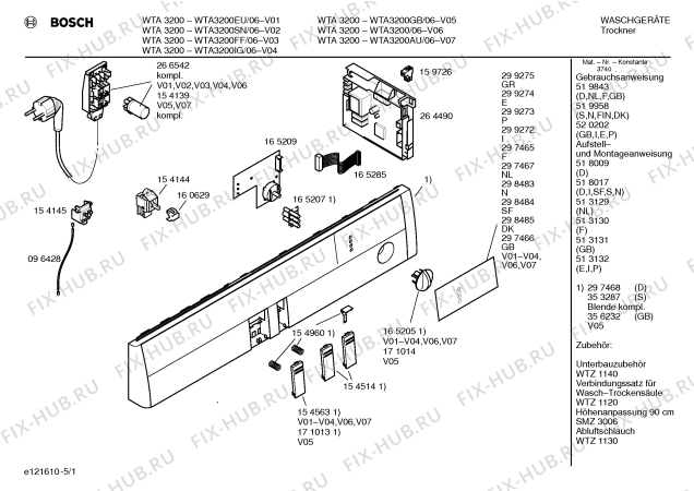 Схема №5 WTA3200GB WTA3200 с изображением Панель управления для электросушки Bosch 00356232