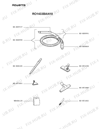 Взрыв-схема пылесоса Rowenta RO1433BA/410 - Схема узла 3P002847.9P2
